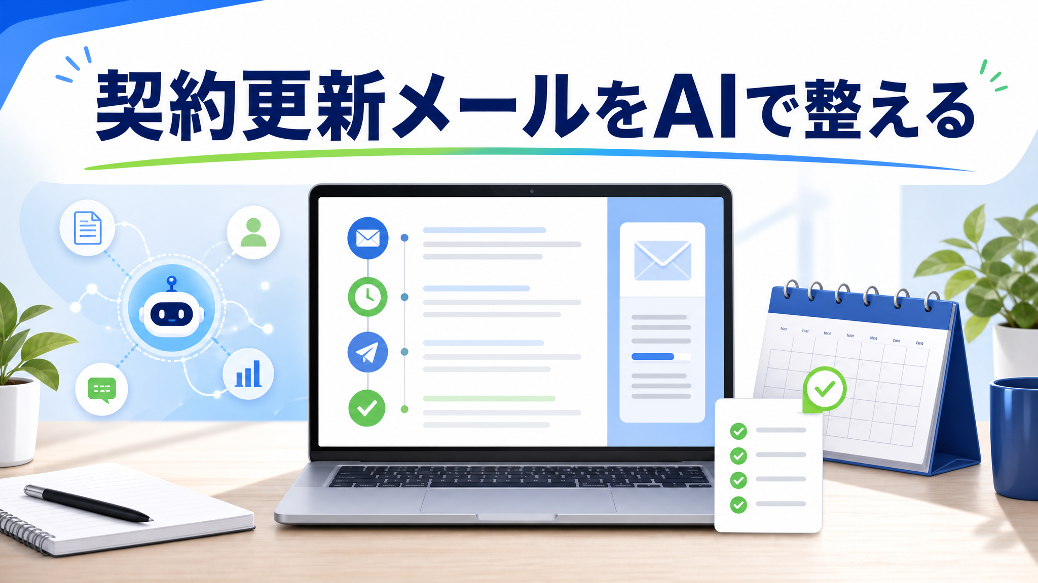 AIエージェント副業で契約更新メールを作成する初心者向けワークフロー図