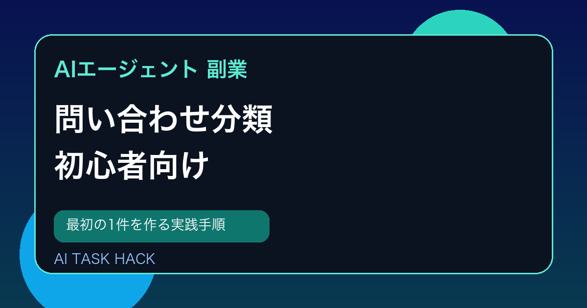 AIエージェント副業の問い合わせ分類を初心者向けに解説するアイキャッチ画像