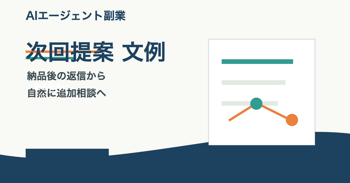 AIエージェント副業初心者向け次回提案文例と追加相談につなげる流れを示すアイキャッチ